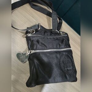 Victorias Secret Love Pink Black Nylon Sateen Messenger Shoulder Crossbody 7x9